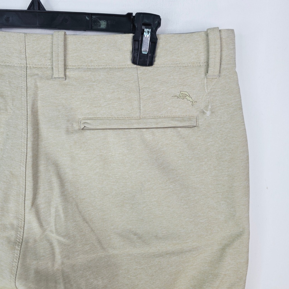 Tommy Bahama Mens 36X30 On Par Flat Front Beige Heathered Chino Golf Pants - Picture 10 of 15